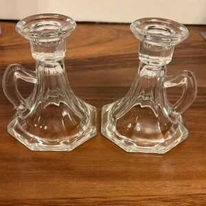 Heisey Vintage Pressed Glass Candle Holders